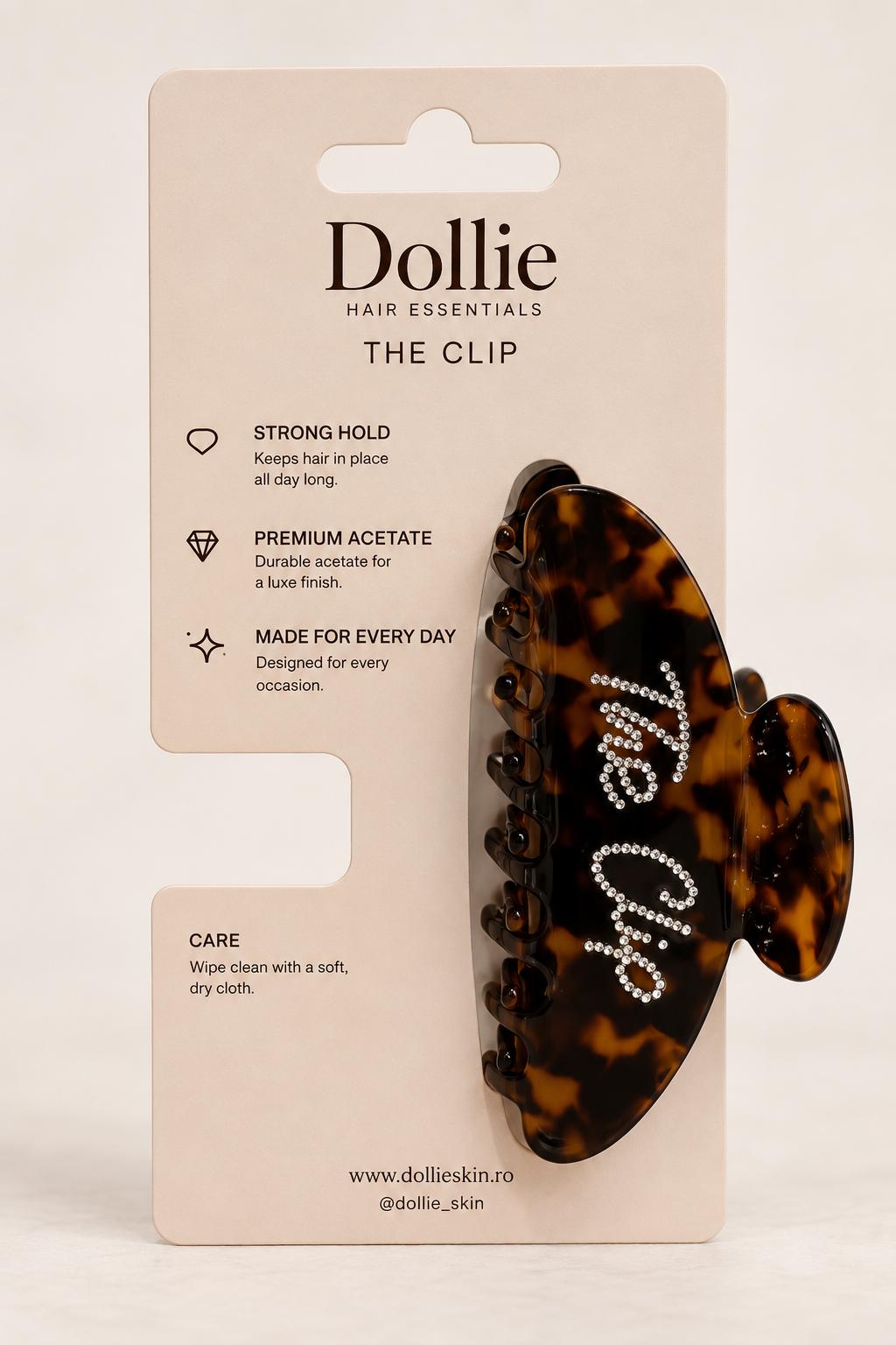 Clema de par tortoiseshell The Clip, ambalaj cu specificatii
