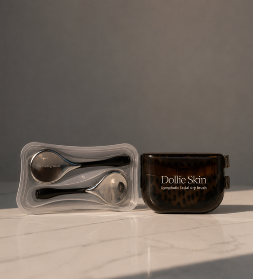 Depuff & Glow Ritual - The Cooling Wand si Lymphatic Facial Dry Brushes - bundle Dollie Skin